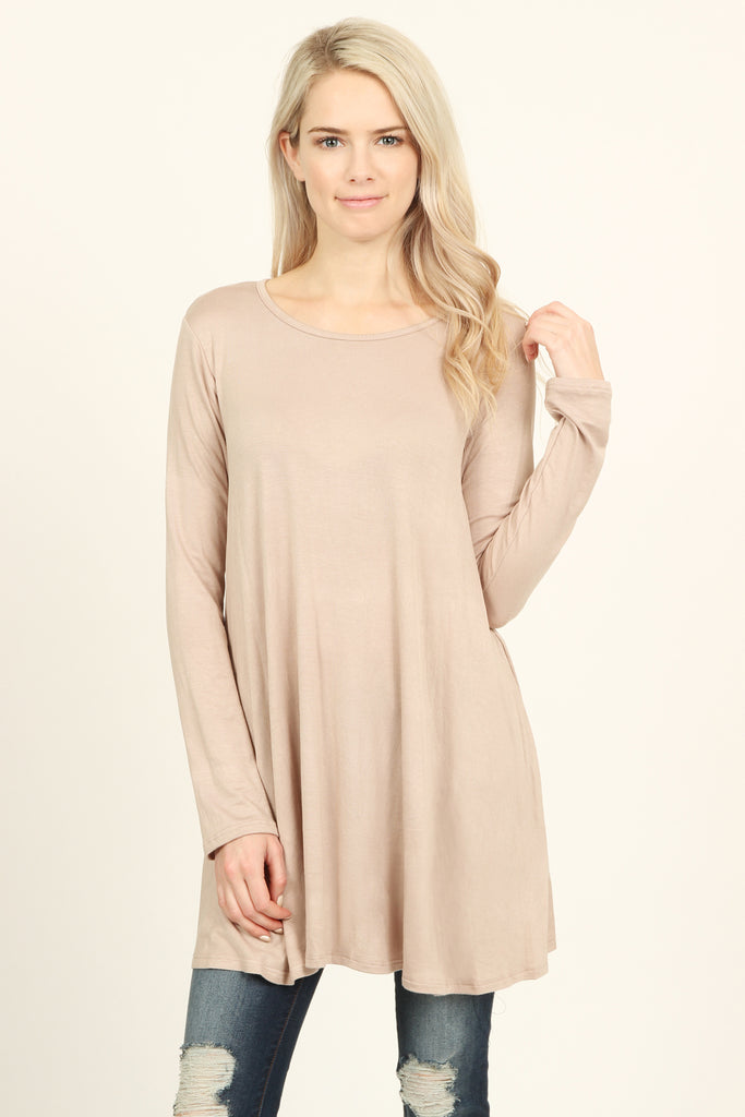 Long Sleeved Solid Tunic Top