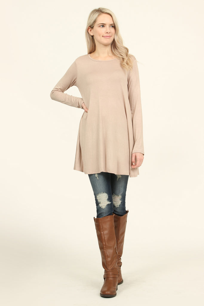 Long Sleeved Solid Tunic Top