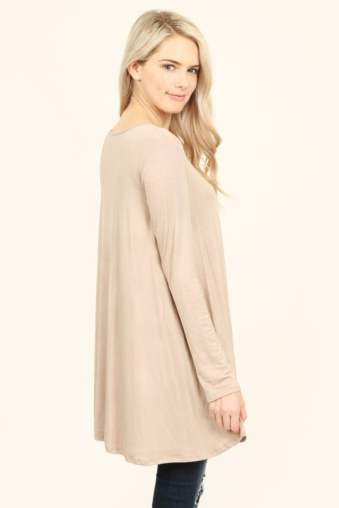 Long Sleeved Solid Tunic Top
