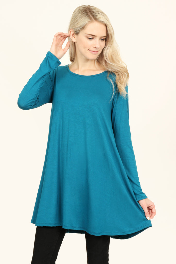 Long Sleeved Solid Tunic Top