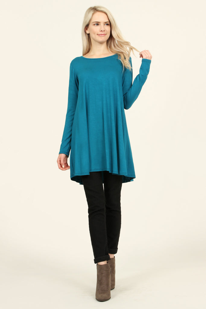 Long Sleeved Solid Tunic Top – Riah Fashion