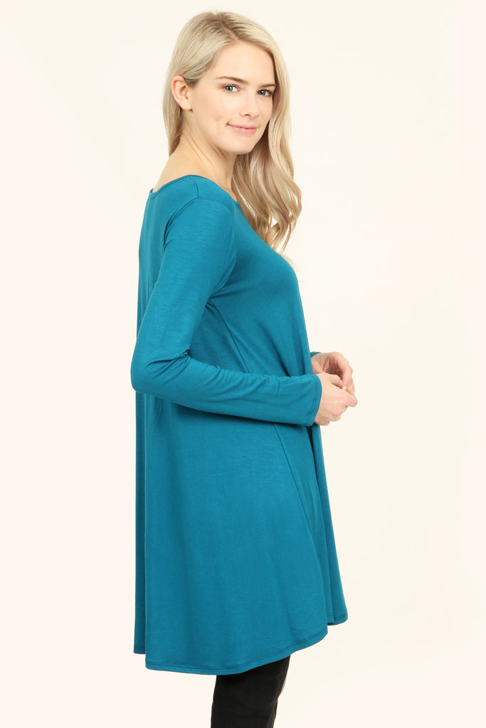 Long Sleeved Solid Tunic Top