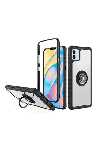FOR iPHONE 12/PRO (6.1 ONLY) FOLDABLE MAGNETIC KICKSTAND VEGAN CASE COVER