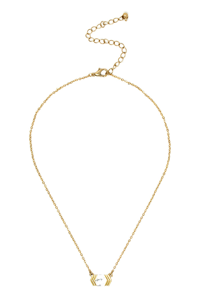 CHEVRON STONE CHAIN NECKLACE