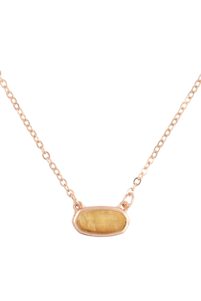 QN4372 - NATURAL STONE OVAL PENDANT NECKLACE