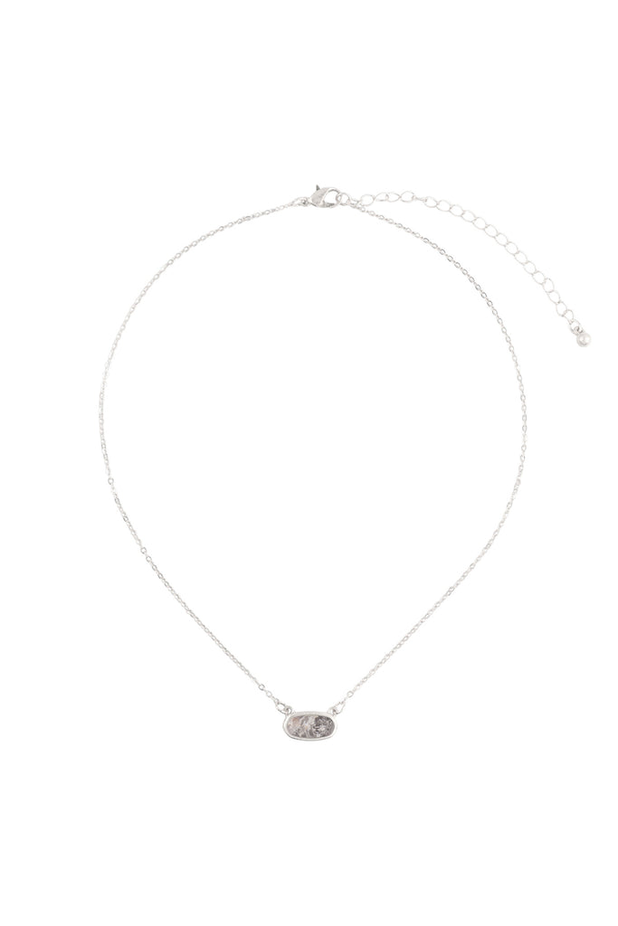 QN4372 - NATURAL STONE OVAL PENDANT NECKLACE