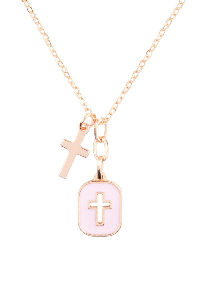 CROSS FRAME CLUSTER PENDANT SHORT NECKLACE