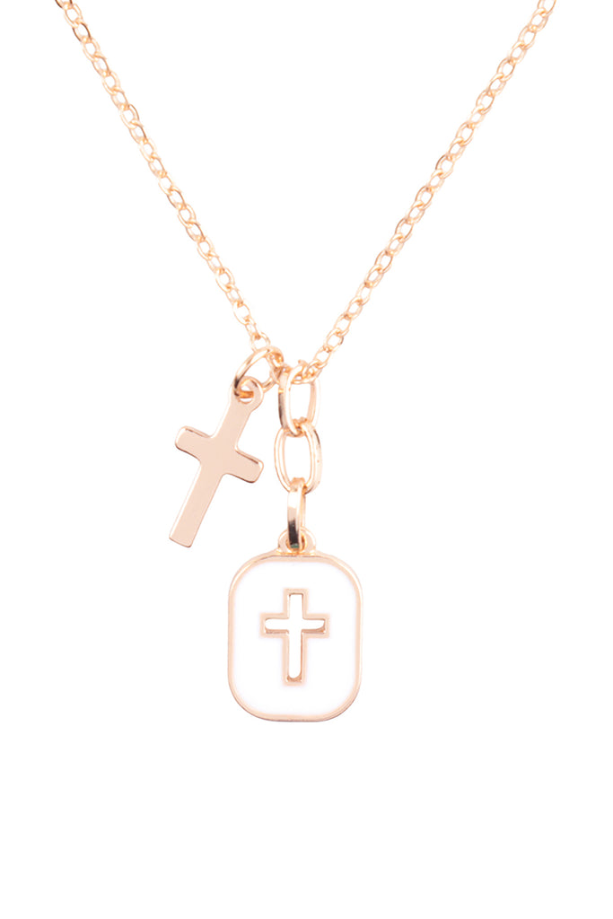 CROSS FRAME CLUSTER PENDANT SHORT NECKLACE