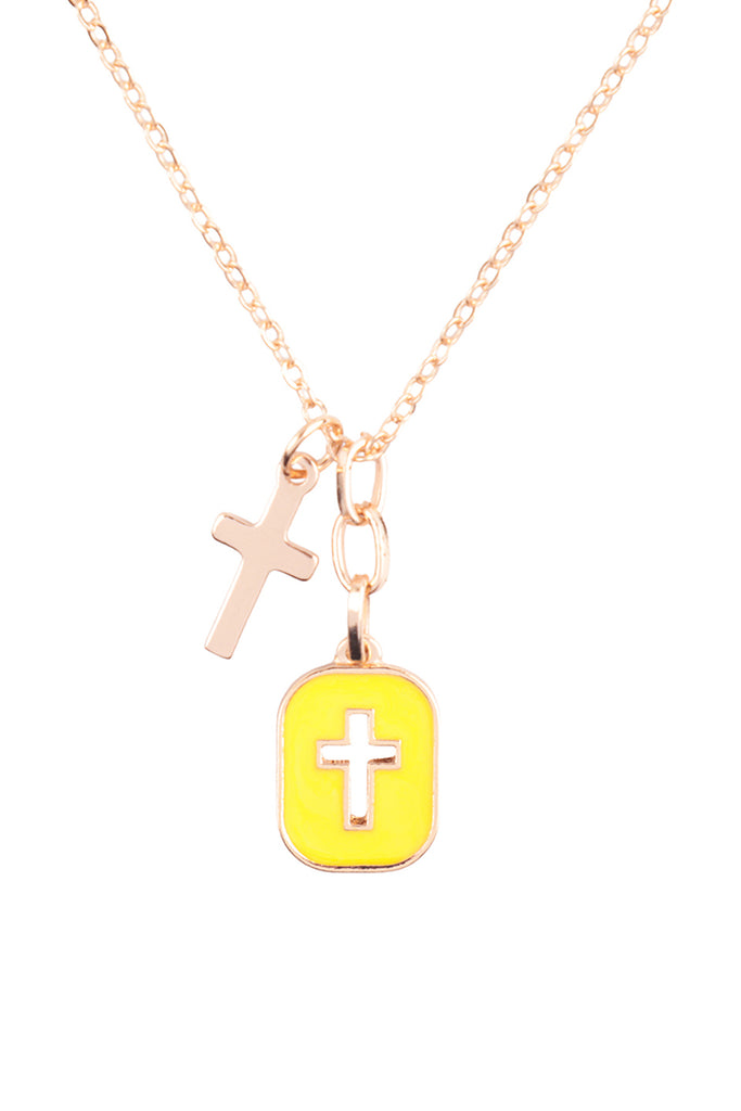 CROSS FRAME CLUSTER PENDANT SHORT NECKLACE