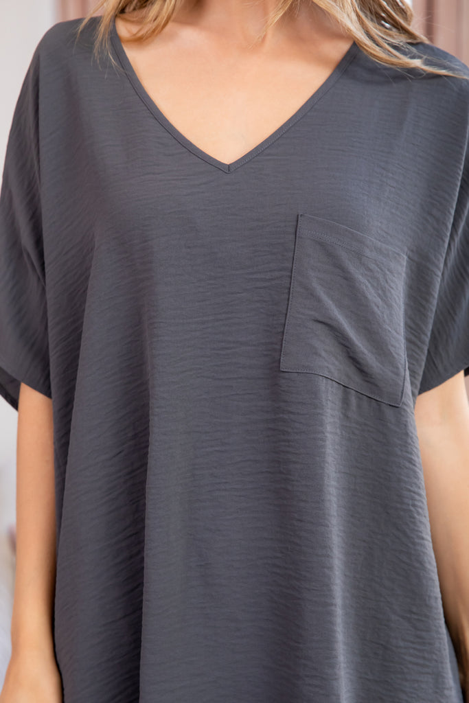 Woven Airflow V-Neck Dolman Short Sleeve Top