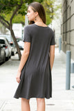 Short Sleeve Flared Pocket Dress
