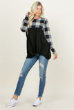 Plaid Contrast Twisted Front Tunic
