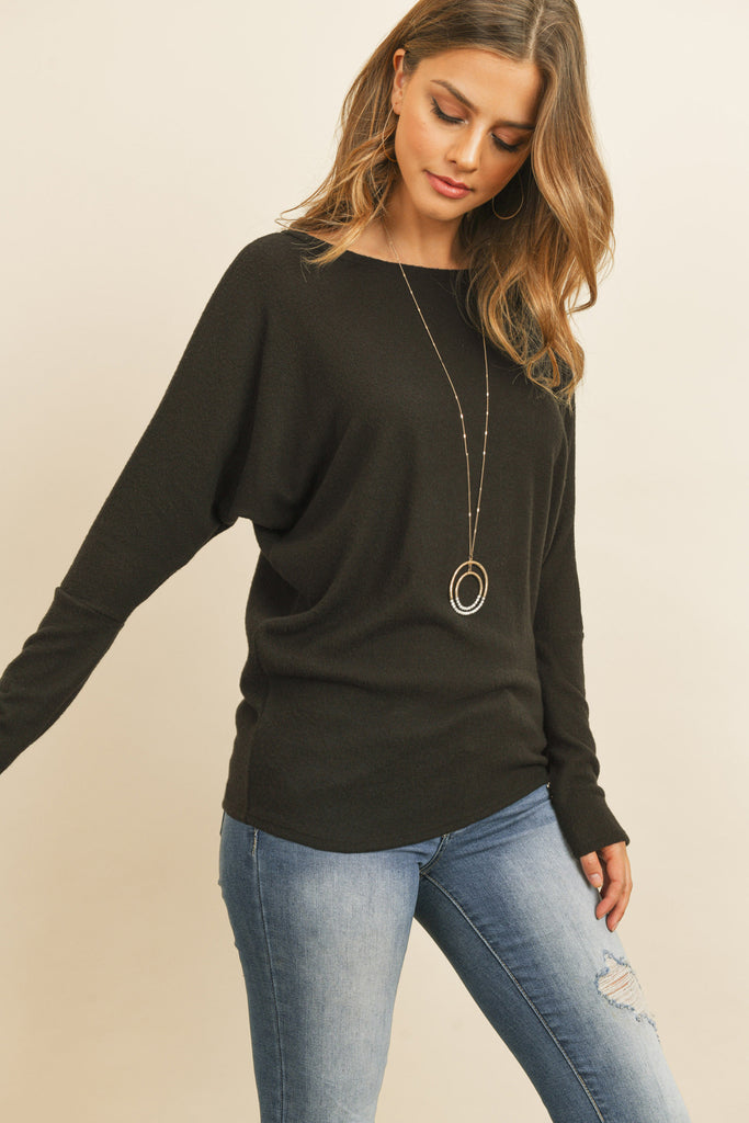 Long Sleeve Brushed Hacci Dolman Top