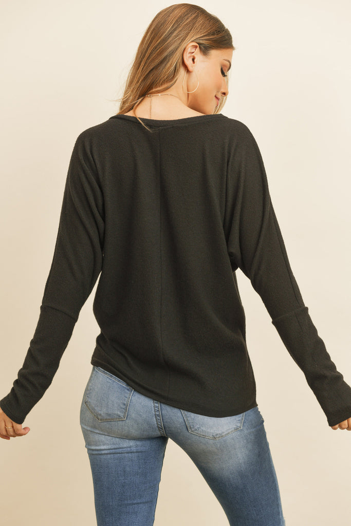 Long Sleeve Brushed Hacci Dolman Top