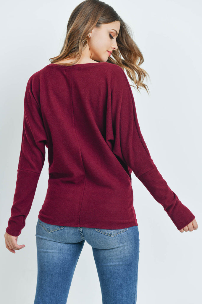 Long Sleeve Brushed Hacci Dolman Top