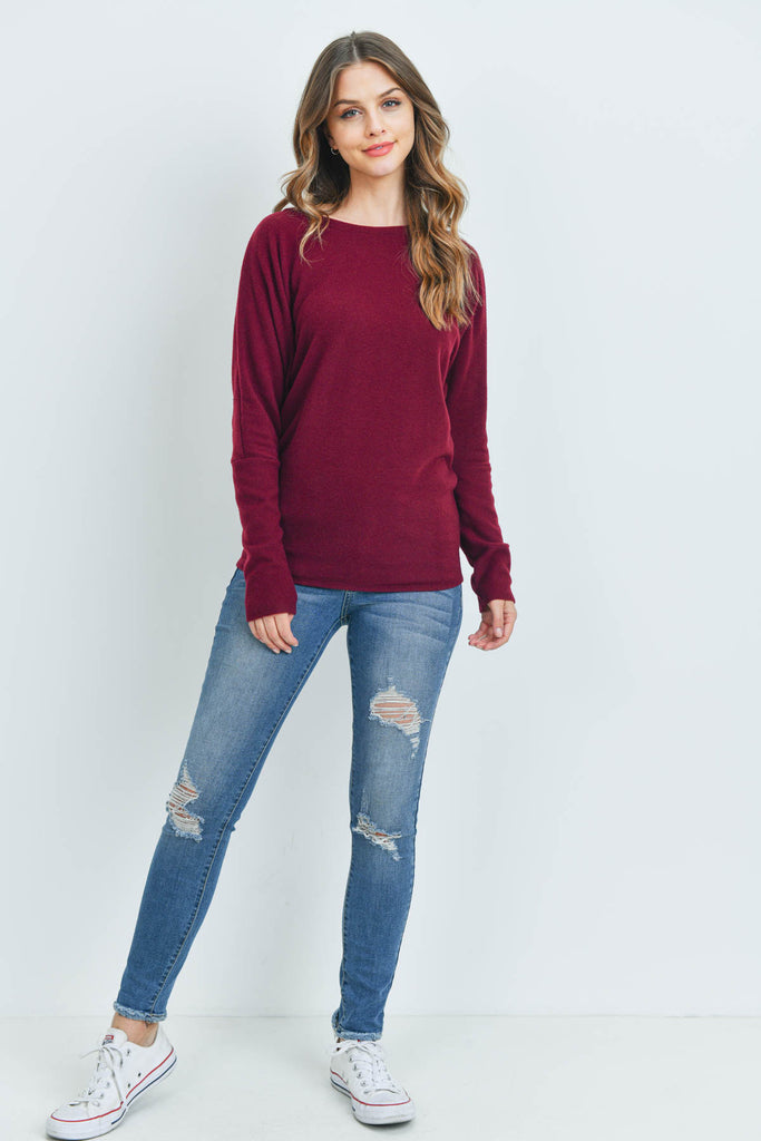 Long Sleeve Brushed Hacci Dolman Top