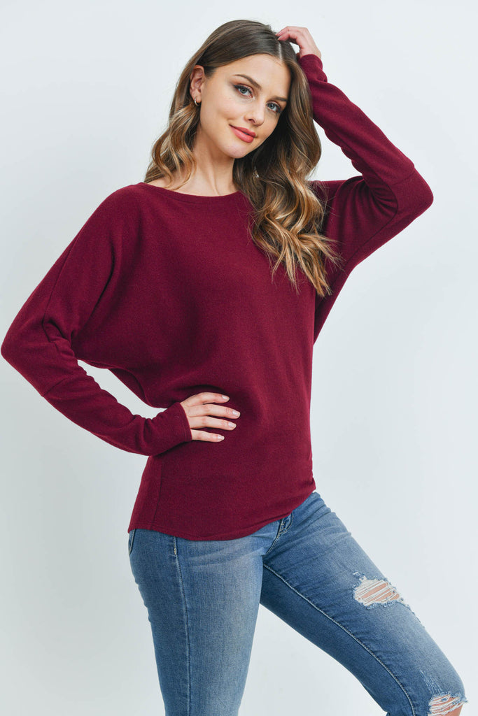 Long Sleeve Brushed Hacci Dolman Top