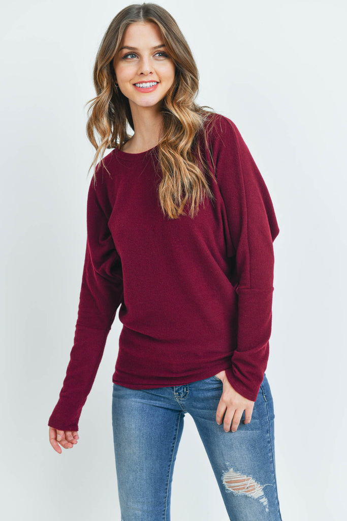 Long Sleeve Brushed Hacci Dolman Top