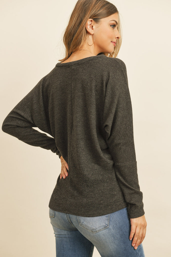 Long Sleeve Brushed Hacci Dolman Top