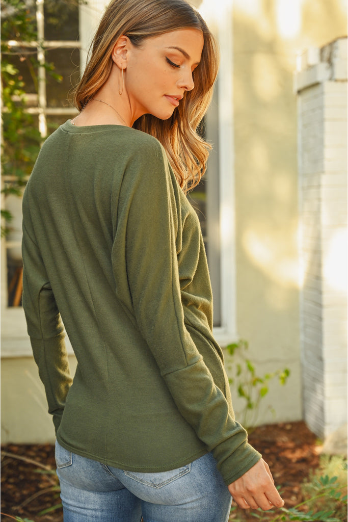 Long Sleeve Brushed Hacci Dolman Top
