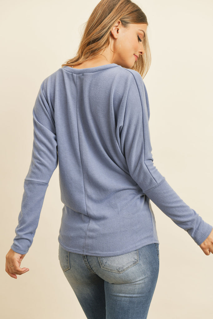 Long Sleeve Brushed Hacci Dolman Top