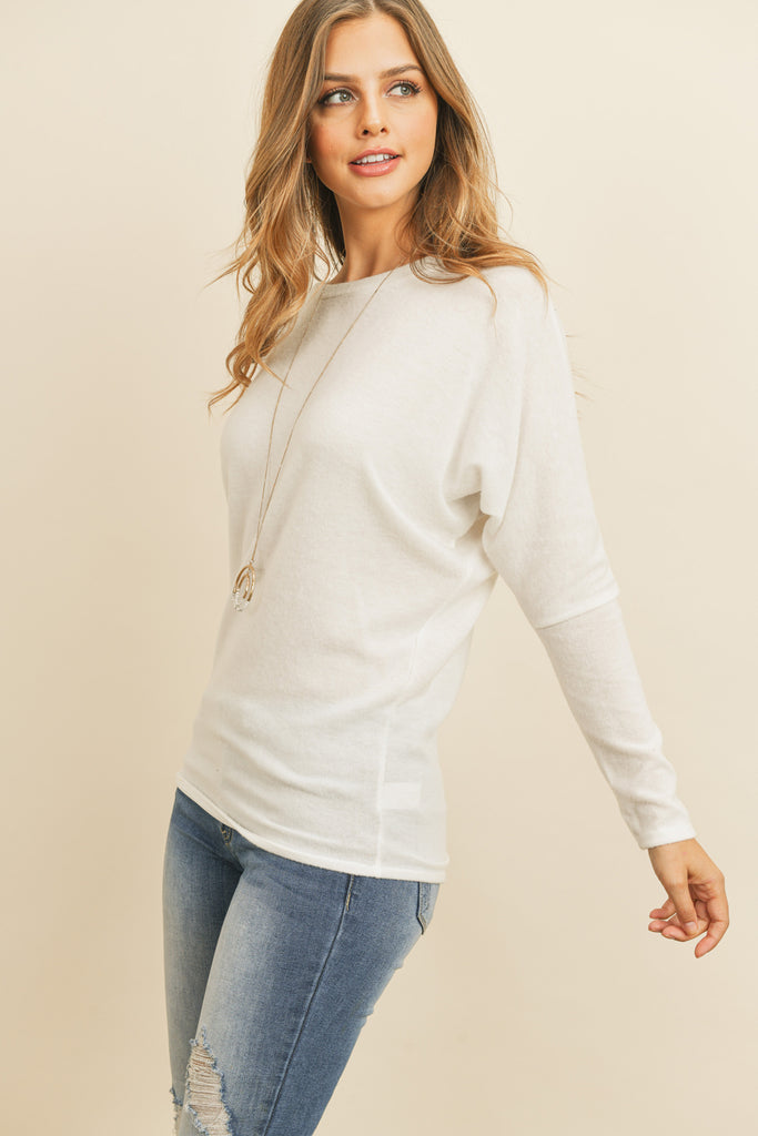 Long Sleeve Brushed Hacci Dolman Top