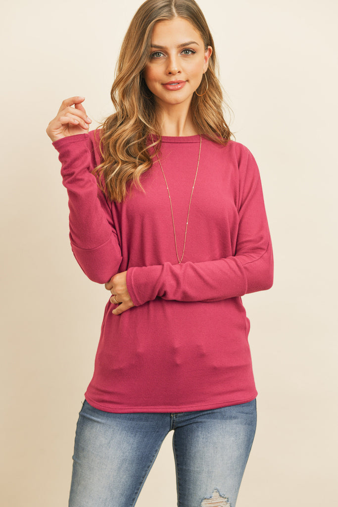 Long Sleeve Brushed Hacci Dolman Top