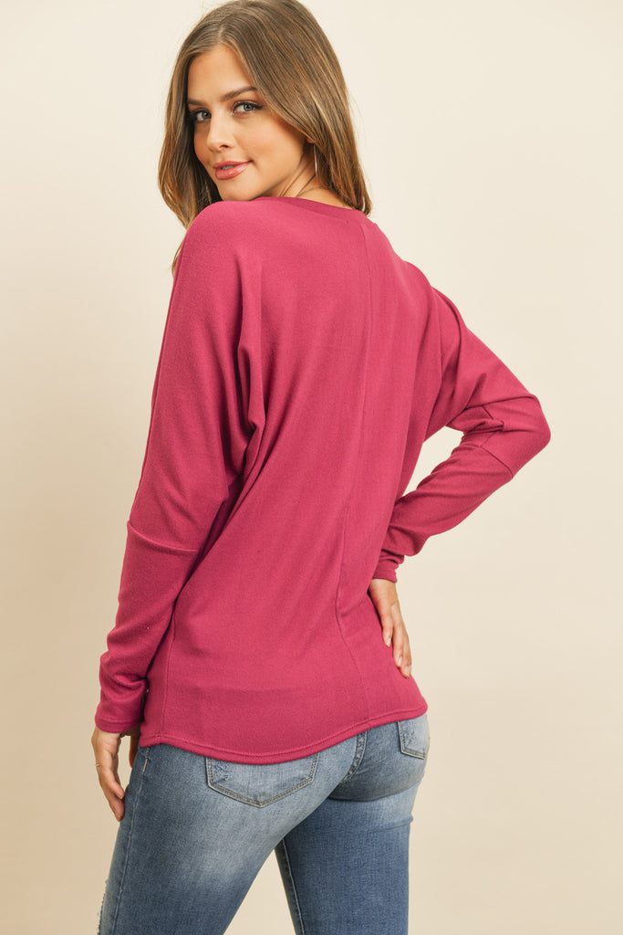 Long Sleeve Brushed Hacci Dolman Top