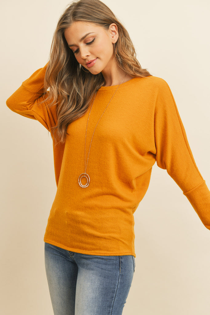 Long Sleeve Brushed Hacci Dolman Top