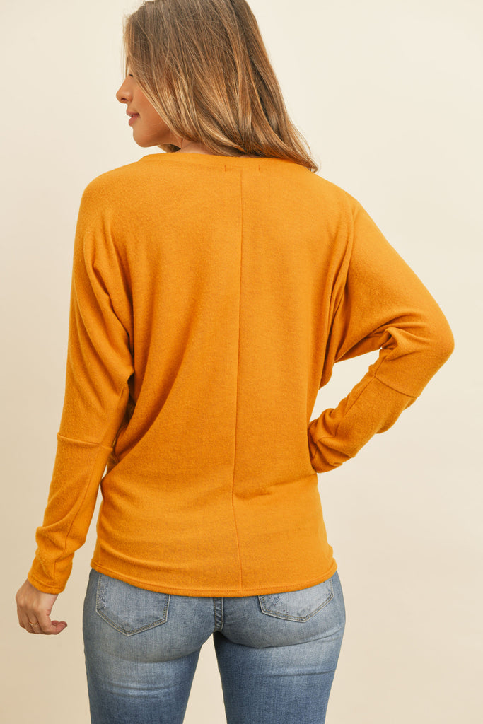 Long Sleeve Brushed Hacci Dolman Top