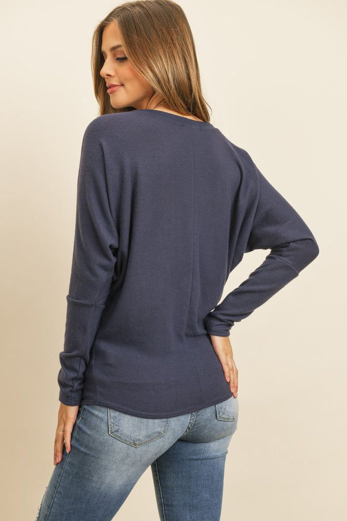 Long Sleeve Brushed Hacci Dolman Top