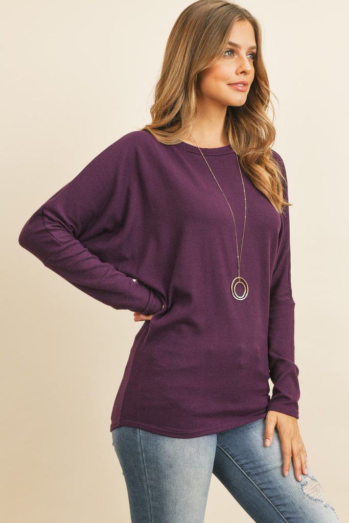 Long Sleeve Brushed Hacci Dolman Top
