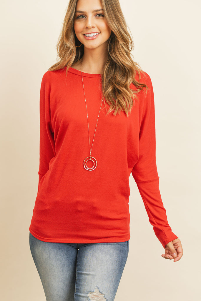 Long Sleeve Brushed Hacci Dolman Top