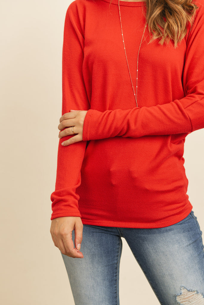 Long Sleeve Brushed Hacci Dolman Top