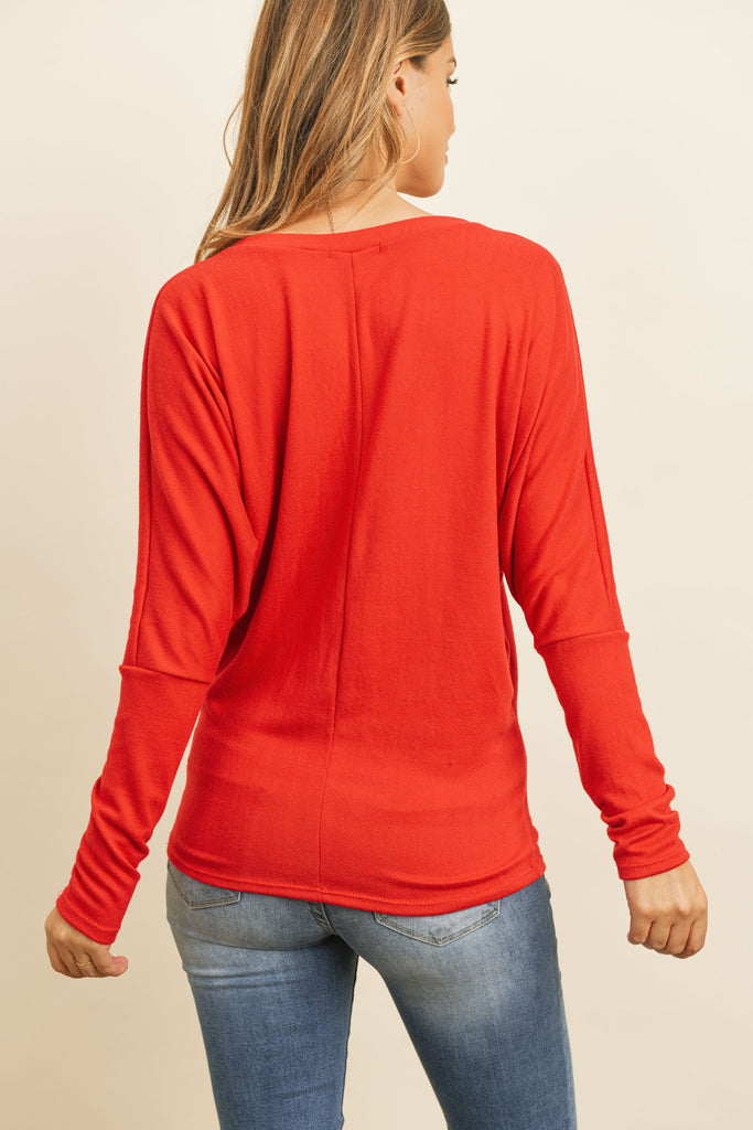 Long Sleeve Brushed Hacci Dolman Top
