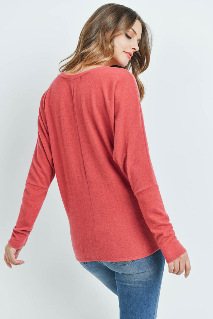 Long Sleeve Brushed Hacci Dolman Top