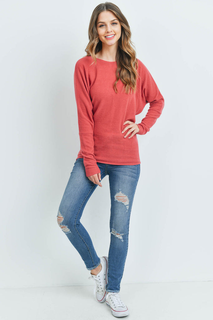 Long Sleeve Brushed Hacci Dolman Top