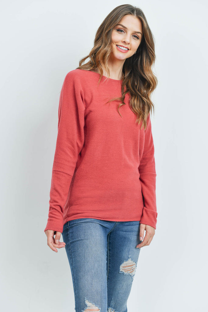 Long Sleeve Brushed Hacci Dolman Top