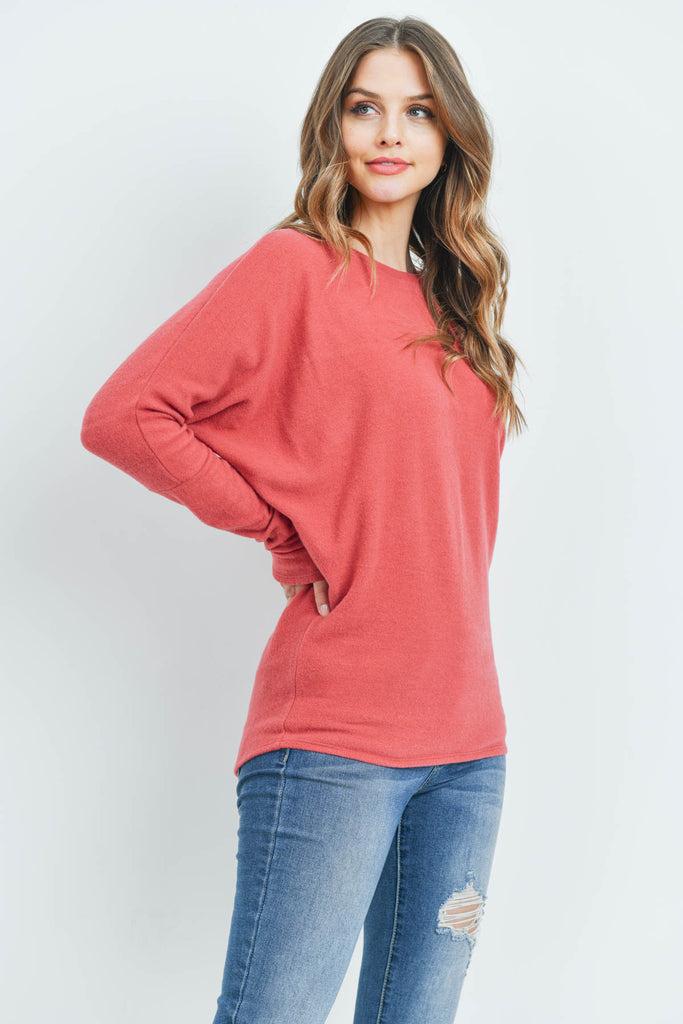 Long Sleeve Brushed Hacci Dolman Top
