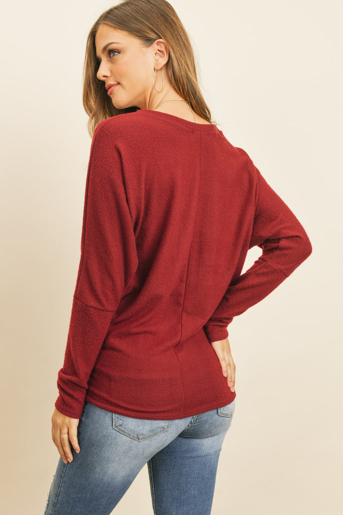 Long Sleeve Brushed Hacci Dolman Top