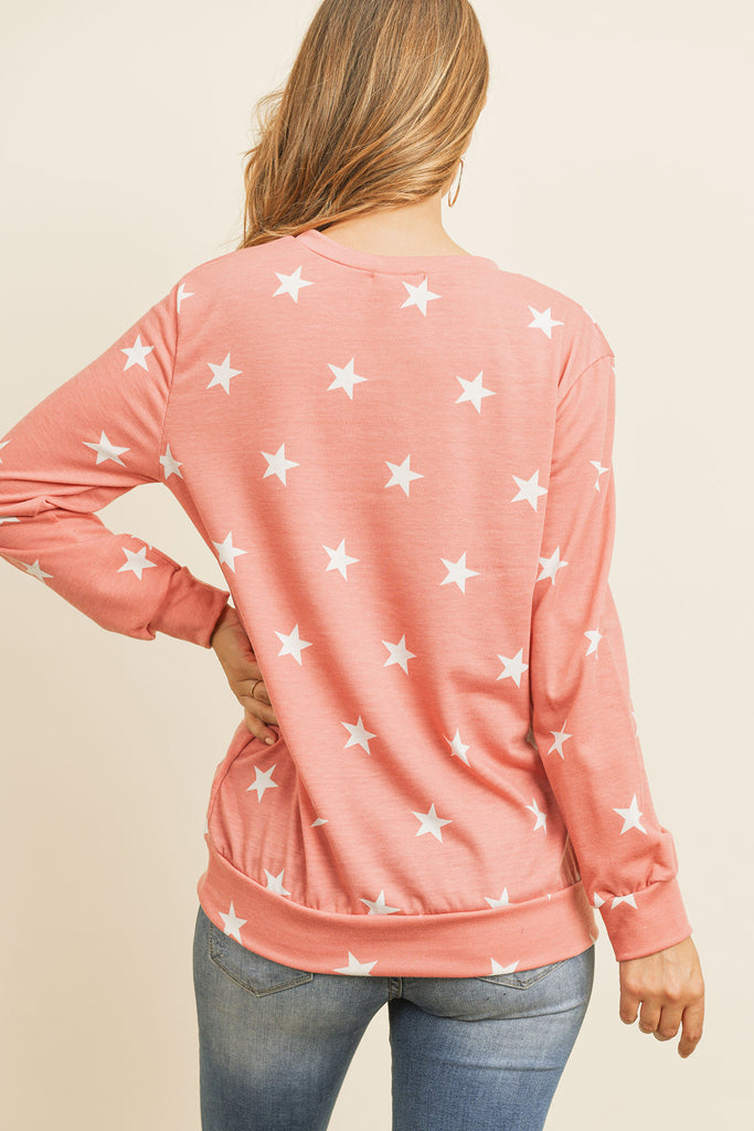 Star Print Long Sleeve Pullover