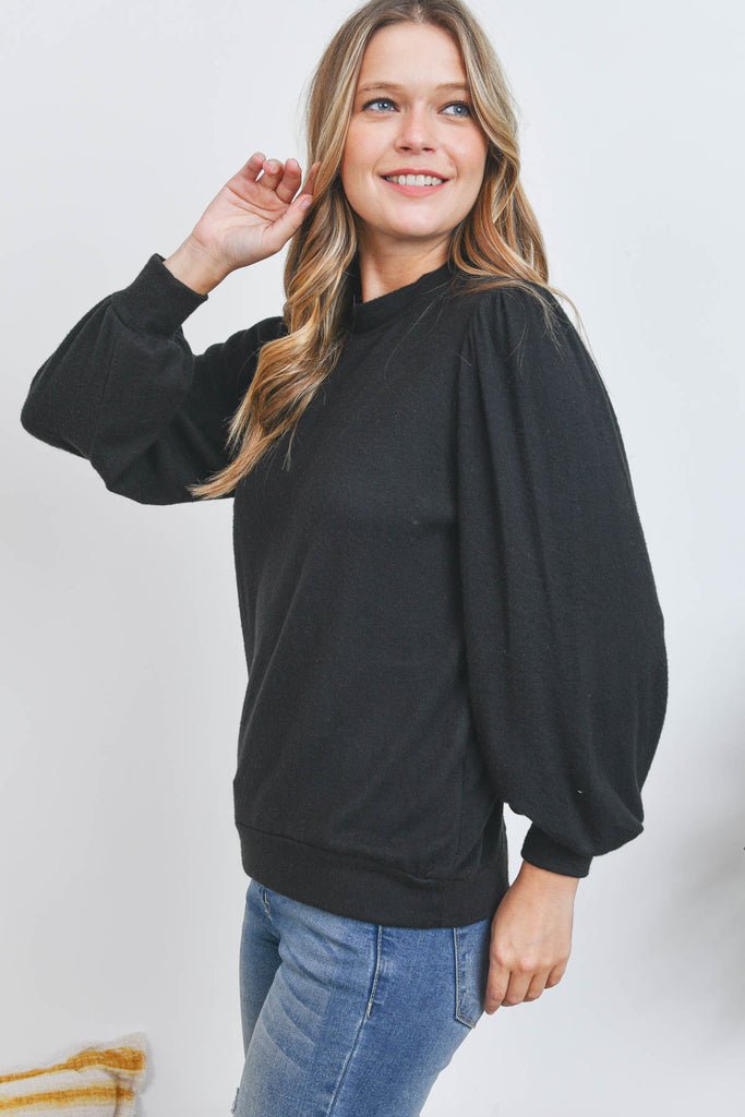 Puff Sleeve Brushed Hacci Top