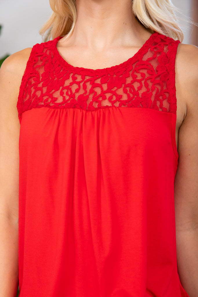 Sleeveless Lace Detail Top