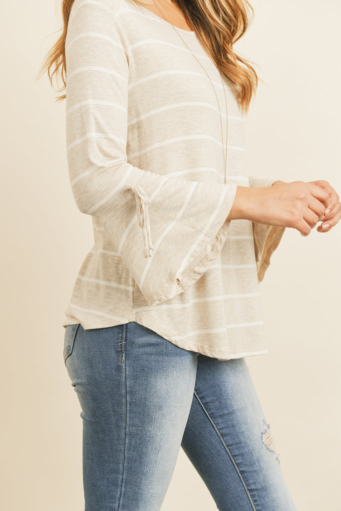 Stripe Flutter Sleeve Tie Top