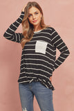 Striped Knot Top With Pocket