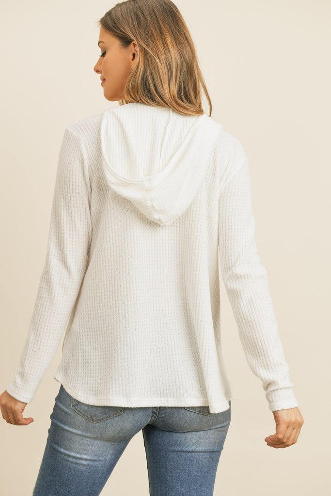 V-Neck Long Sleeved Waffle Top