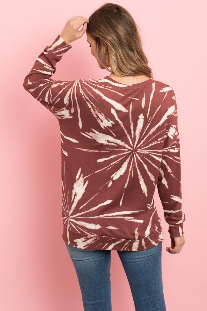 Kangaroo Pocket Tie Dye Long Sleeve Top