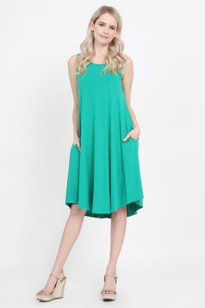 Sleeveless Pocket Swing Dress