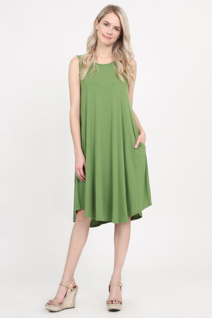 Sleeveless Pocket Swing Dress