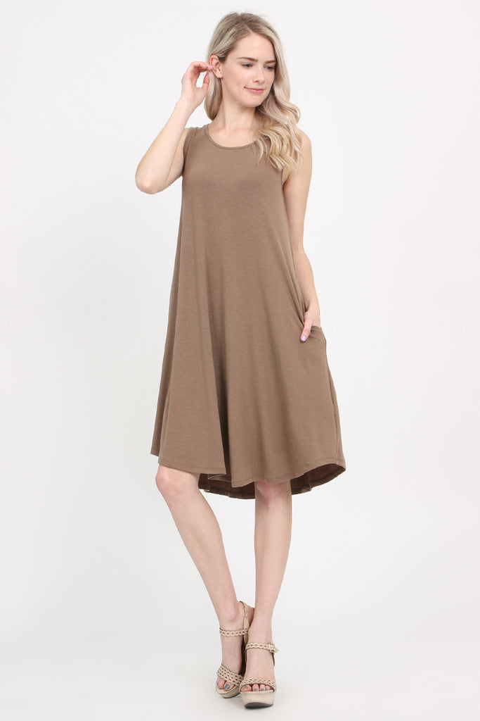 Sleeveless Pocket Swing Dress